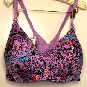 Torrid Bra, Size 48B - Wire-Free Lightly Lined Everyday, Tattoo Mermaid Print